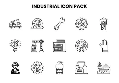 Industrial Line Vector Icons Pack Stock Illustration