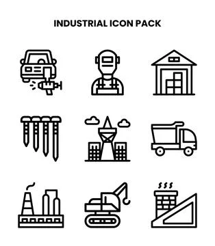 Industrial Line Vector Icons Pack Stock Illustration