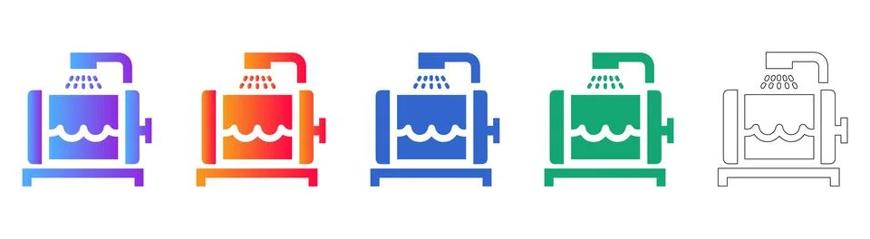 Industrial Liquid Processing Machine Icons Stock Illustration