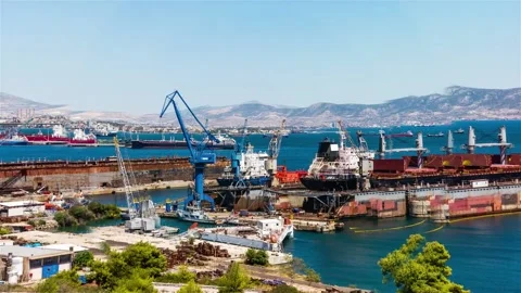 Industrial loading/unloading logistics container terminal area 스톡 동영상 140857850