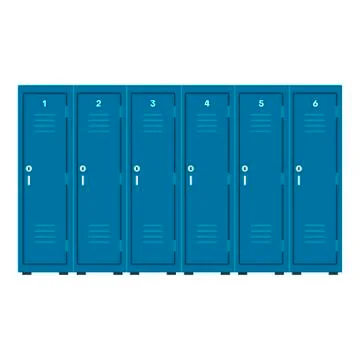 Industrial locker blue vector icon safe cabinet. Room storage commercial meta Stock Illustration