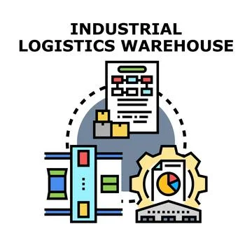 Industrial logistics warehouse process management concept Stock Illustration