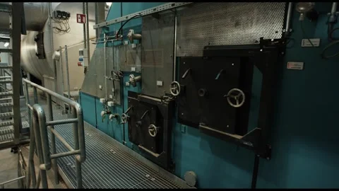 Industrial Machine with Access Hatch and Handwheel, Walkway, Medium Shot Видео 341439834