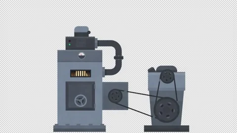 Industrial machine. Animation of an engineering machine. Cartoon Stock Footage 142728168