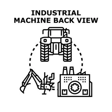 Industrial machine back view illustrating heavy equipment tasks Stock Illustration
