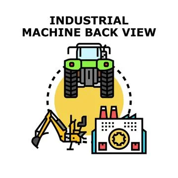 Industrial machine back view illustrating heavy equipment tasks Ilustração Stock