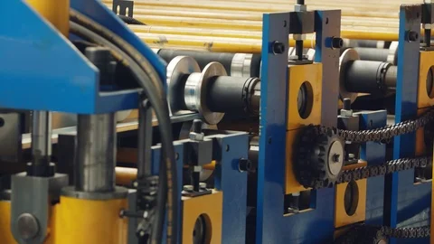 Industrial machine for bending metal sheets Stock Footage 120983180