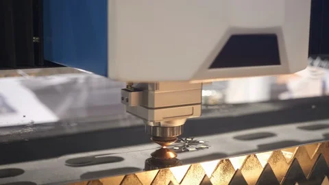 Industrial machine CNC plasma laser cutter indoors. Metal processing. Stock Footage 105246650