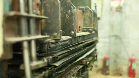 Industrial Machine Compressing Recycled Paper into Sheets Stock Footage 328814065