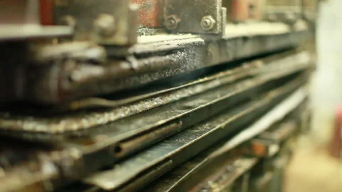 Industrial Machine Compressing Recycled Paper into Sheets Stock Footage 328814082