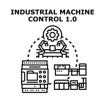 Industrial machine control automating factory production process Stock Illustration