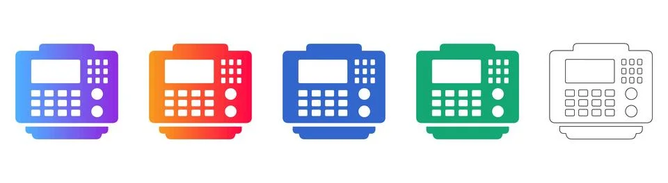 Industrial Machine Control Interface Icons Ilustração Stock
