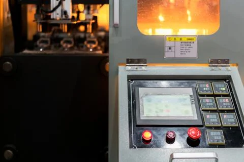 Industrial Machine control by programing logical control Automatic PET/ Plast Stock Photos