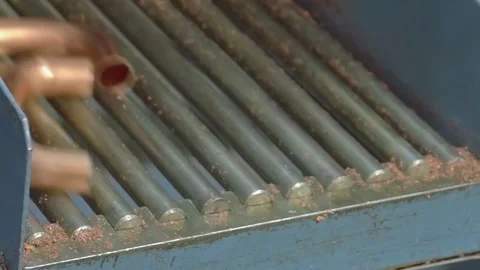 Industrial Machine Crafts Copper Tubes for Air Conditioning Parts Stock Footage 340486601