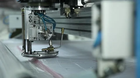 Industrial machine for cutting fabrics Stock Footage 60428202