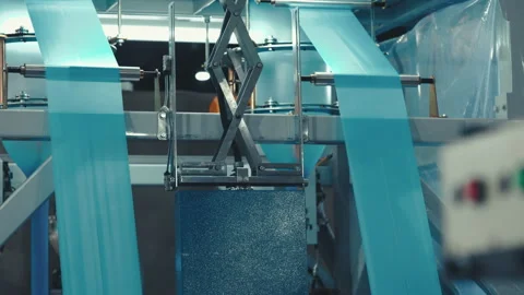 Industrial Machine is Dedicated to the Production of Plastic Bags. Stock Footage 247709469