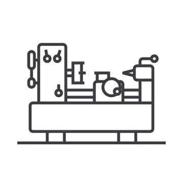 Industrial machine equipment vector line icon, sign, illustration on background Stockillustratie
