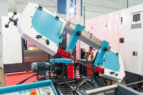 Industrial machine in exhibition setup, showcasing robust mechanical design.. Stock Photos