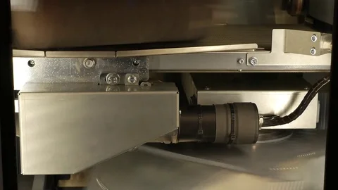 Industrial Machine with high speed rotating metal parts Video stock 80938890