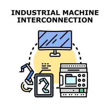 Industrial machine interconnection automation control system concept イラスト素材