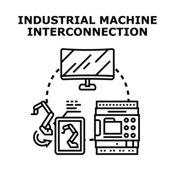 Industrial machine interconnection automation control system concept 스톡 일러스트