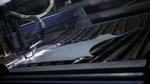 Industrial machine, laser cutting through metal sheet Stock Footage 60470511