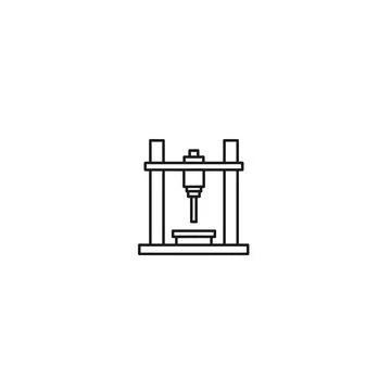 Industrial machine press icon line art with white background Stock Illustration