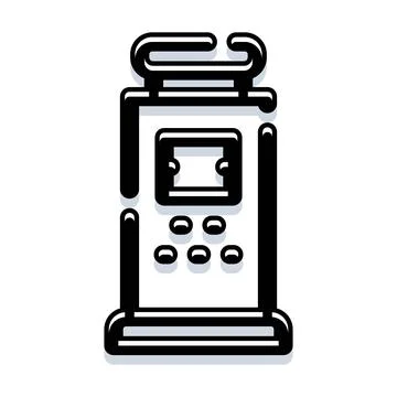 Industrial machine processing device interface line icon Stock Illustration