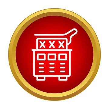 Industrial machine processing icon in red round Stock Illustration