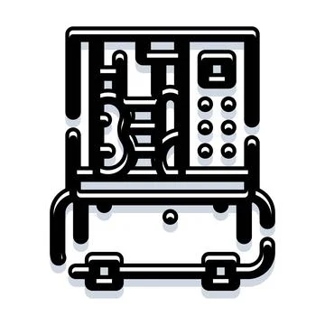 Industrial machine processing manufacturing automation engineering icon Ilustração Stock