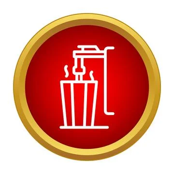 Industrial machine processing material in red modern icon button Illustrazione stock