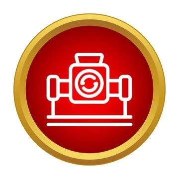 Industrial machine processing recycling cycle icon button Stock Illustration