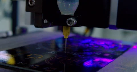 Industrial machine for the production of electronic printed circuit boards. Stock Footage 332892795