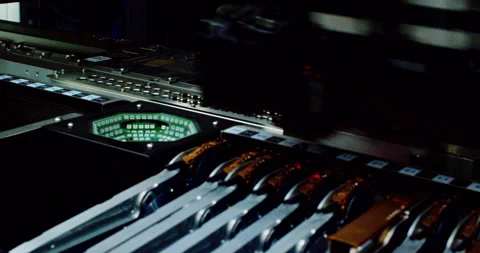 Industrial machine for the production of electronic printed circuit boards Stock Footage 332894464