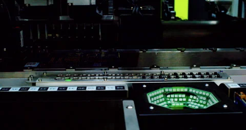 Industrial machine for the production of electronic printed circuit boards Stock Footage 332895483