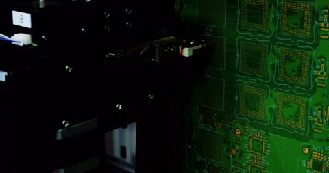 Industrial machine for the production of electronic printed circuit boards. Stock Footage 332904006