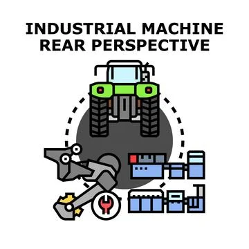 Industrial machine rear perspective with manufacturing automation concept Stock Illustration