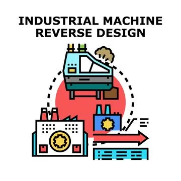 Industrial machine reverse design process illustration Stock Illustration