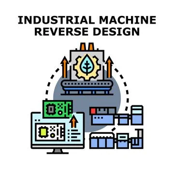 Industrial machine reverse design process engineering concept 库存插图