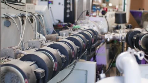 Industrial Machine Rollers in Modern Factory, Close Up Shot Vídeo Stock 342283248