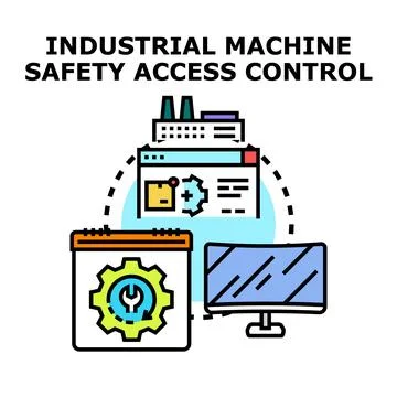 Industrial machine safety access control system implementing maintenance Stockillustratie