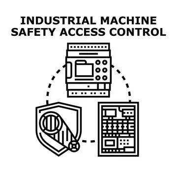 Industrial machine safety access control system diagram Stock Illustration