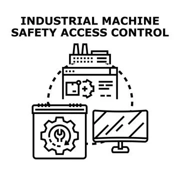 Industrial machine safety access control system implementing maintenance イラスト素材