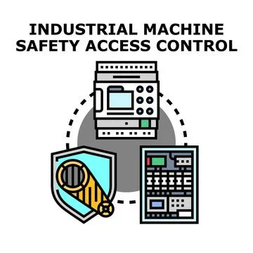 Industrial machine safety access control system diagram Stock Illustration