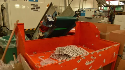 Industrial machine at work, plastic factory Stock Footage 40392670