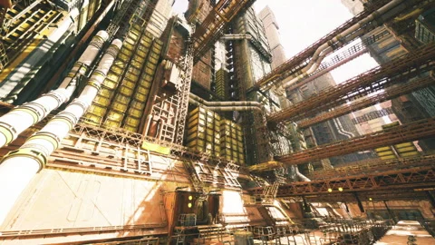 Industrial machinery again. Complex factory structure highlighted Stock Footage 342426639