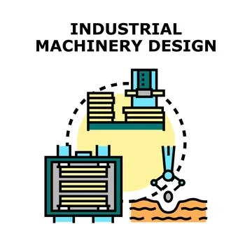 Industrial machinery design developing engineering automation systems Stock Illustration