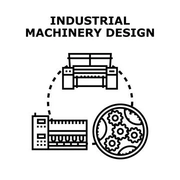 Industrial machinery design developing engineering technologies concept Stock Illustration