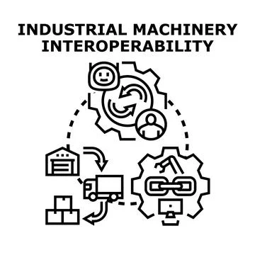 Industrial machinery interoperability concept with smart factory processes イラスト素材