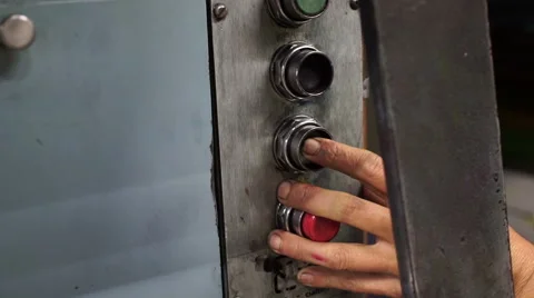Industrial Machinery Pressing Button Stock Footage 58576747